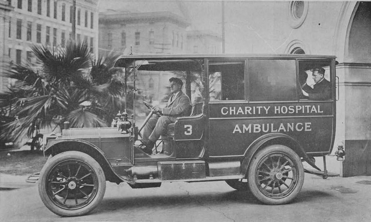 A Charity Hospital ambulance in 1912