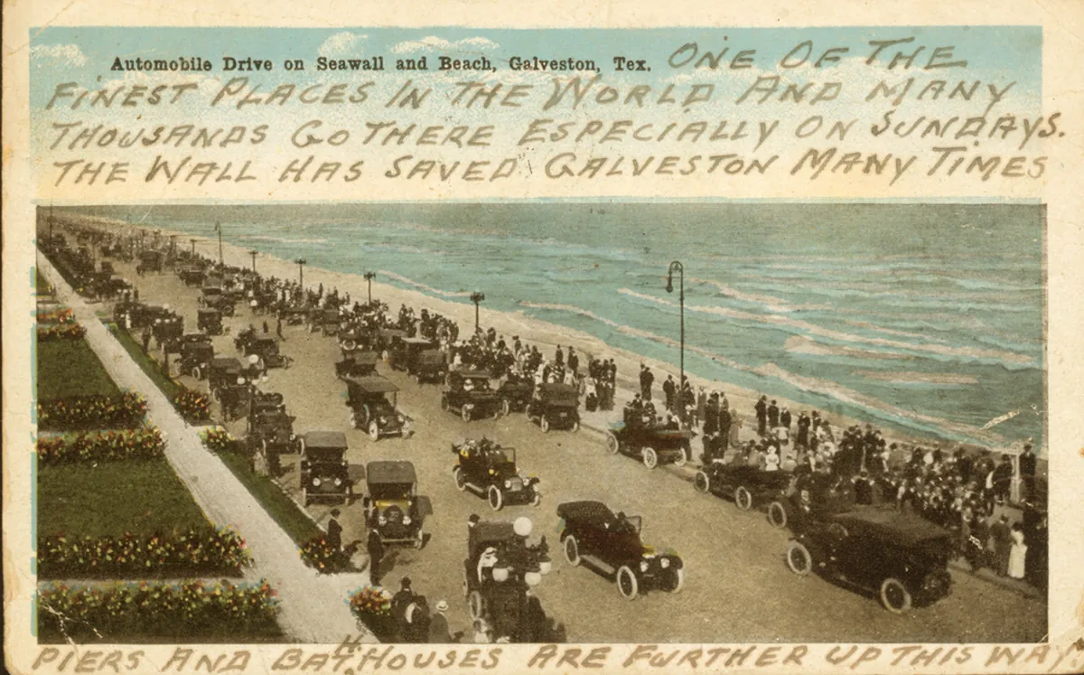 Galveston Island Historic Seawall and Grade Raising Historical Marker — historical photo