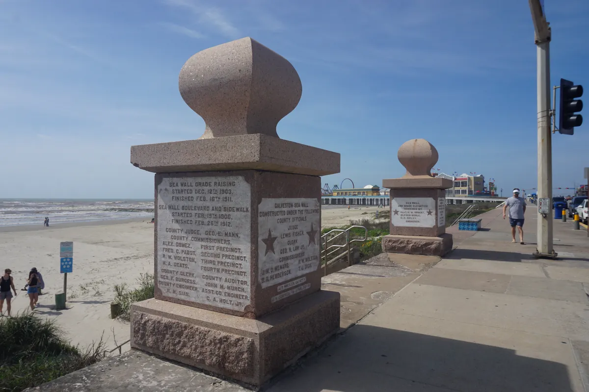 Galveston Island Historic Seawall and Grade Raising Historical Marker